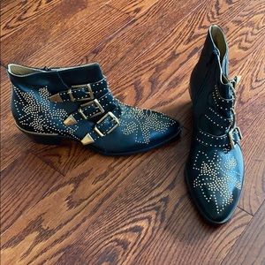 Chloe Suzanna Susanna black studded ankle boots